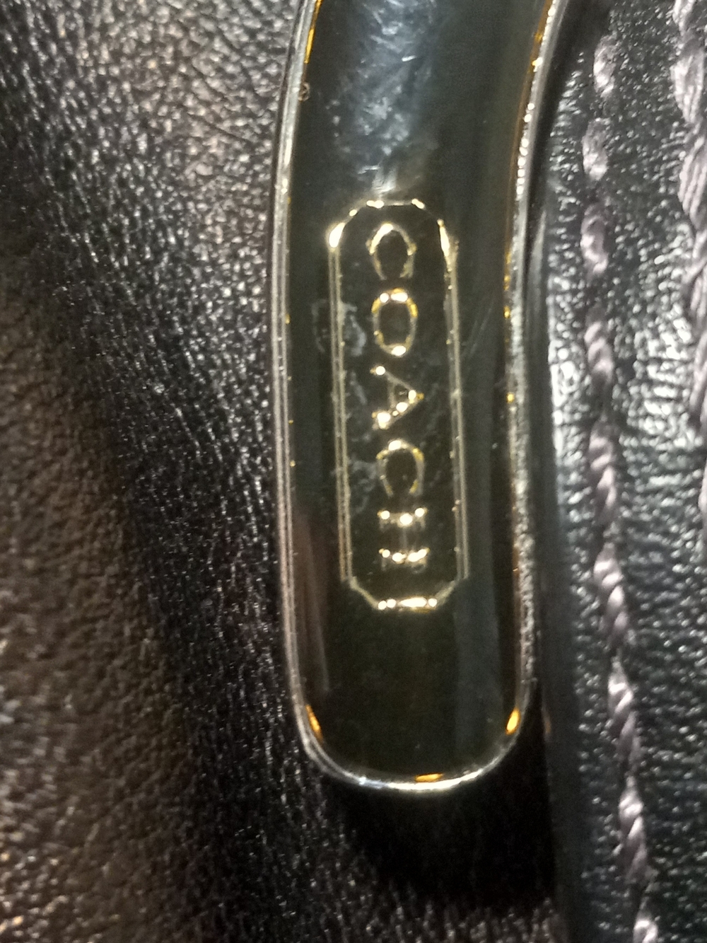 COACH Black Leather Shoulder Bag with Signature Tag - Picture 12 of 13